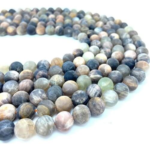 6-14mm Round Natural Stone Black Sun Stone Frostin Loose Bead Gemstone Natural Stone beads Beads for Earring Ring Jewelry Making