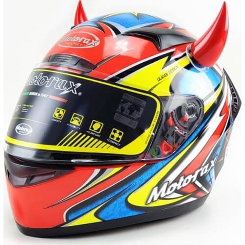 Fast Ship! Blue/red/black Full Face Off Road Helmet Decoration Car Accessories Car Motorcycle Helmet Devil Horn Motocross Tools