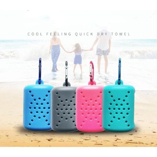 Quick Drying Cooling Microfiber Towel Portable Yoga Gym Pilates Running Travel Towel Silicone Bag