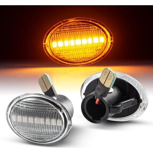 2Pcs Dynamic Amber Side Marker Turn Signal Lights For Fiat 500 For Maserati GranCabrio Granturismo Quattroporte Ford KA RU8