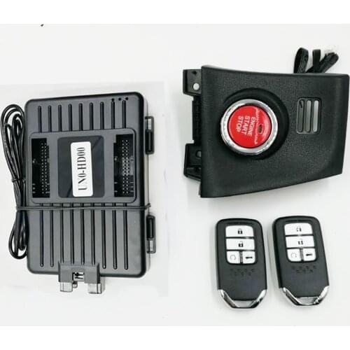 For Honda CITY Year 2014 to 2018 Add Push button start stop Car Alarm remote key control and PKE Keyless go system with panel