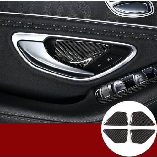 For Mercedes Benz C E Class W205 W213 2015-2020 GLC X243 2016-20 ABS Carbon Fiber Door Bowl Cover Panel Interior Car Accessories