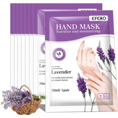 EFERO 30Pair Lavender Hand Mask Moisturizing Whitening Anti Wrinkle Hand Spa Care Remove Dead Skin Hard Essence Peeling Gloves