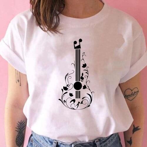 Plant Musical Instrument Print T Shirts Women Creative O-Neck Camiseta Style Tee Shirt Women Cute Fashion Tumblr Mujer T-shirt