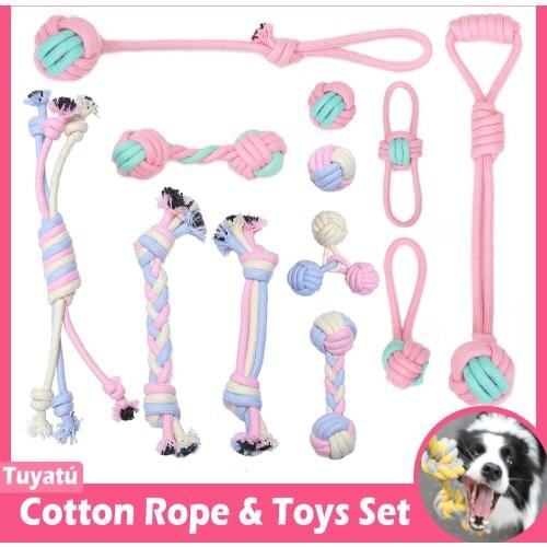 Cotton Dog Toys for Large Small Dogs Rope Ball Interactive Toy for Dogs Set Toothbrush Toys Dog Accessories Chew Toy Outdoor