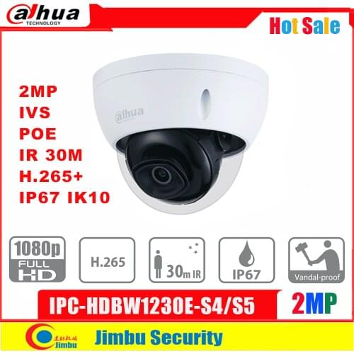 DAHUA POE IVS IP Camera IPC-HDBW1230E-S4/S5 2MP ONVIF H.265&H.264 Vandal-proof CMOS DWDR ICR 3DNR IR30M Mini-Dome Network Camera