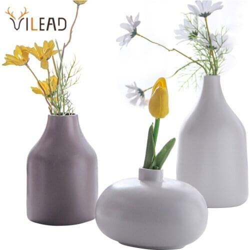 VILEAD Ceramic Vase Simple Matte Retro Home Decor Nordic Ins Pastoral Art Flower Pot Living Room Desktop Decoration Crafts 2021