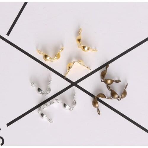 7mm Iron Gold Silver Brass 120pcs/lot Clasps Cord End Caps String Fold Crimp Bead Connectors For Jewelry Making DIY Supplies