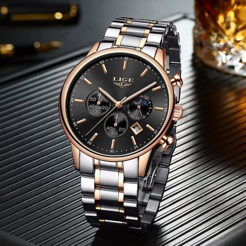 Relogio Masculino LIGE Men Watches Luxury Famous Top Brand Mens Fashion Casual Dress Watch Military Quartz Wristwatches Saat