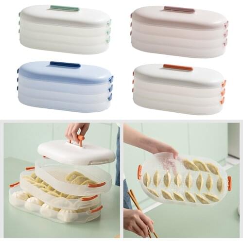 Multilayer Fridge Food Container Organization with Lid Hidden Handle Anti-sticking Snack Dumpling Cereals Meat Holder