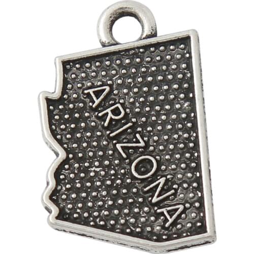 RAINXTAR Fashion Alloy Charms State Arizona Map Shape Vintage Charms 13*20mm 50pcs AAC054