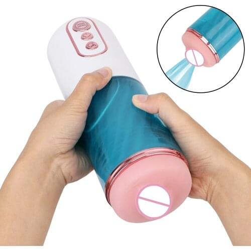 Male Masturbation Cup 7 Adjustable Telescopic Modes Automatic Rotation Male Masturbator Vibrator Real Vagina for Men