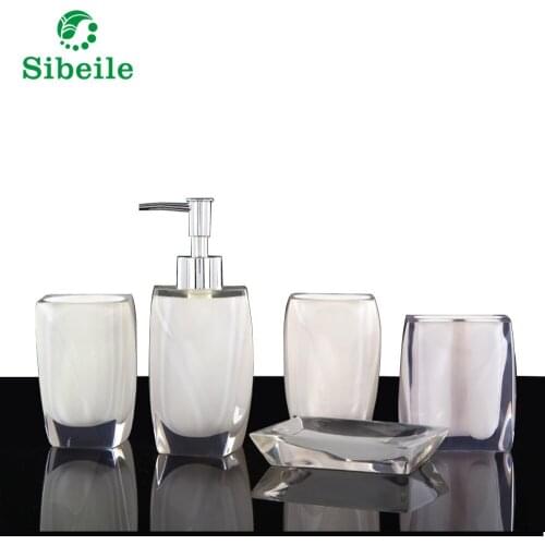 SBLE 5 Piece Bathroom Accessory Set Resin Soap Dish, Soap Dispenser, Toothbrush Holder & Tumbler