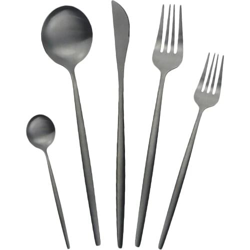 30Pcs/Set Black Dinnerware Set 304 Stainless Steel Cutlery Set Knife Fork Spoon Dinner Set Western Matte Silverware Flatware