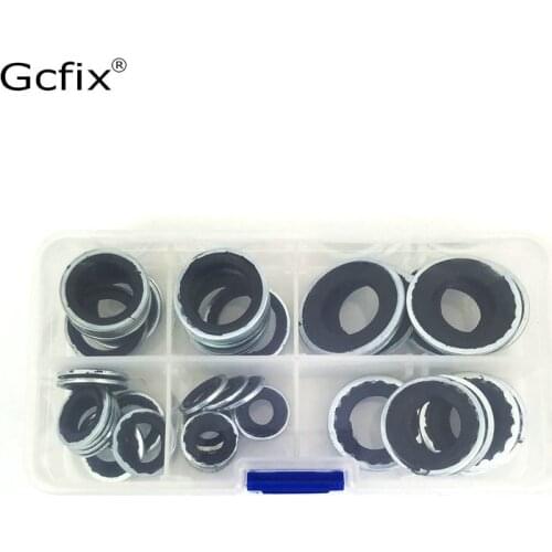 60pcs, A/C Compressor Sealing Gasket Washer Set Assortment Repair Tool R134a R12
