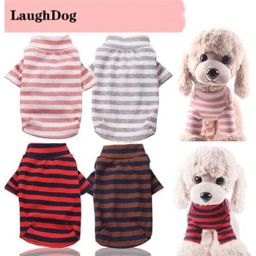 2021New Pet Knitted Cotton dog clothse Popular Pet Stripe Vest Small Dog Thin Wool Knitting Puppy Clothing Four Leg Short Sleeve