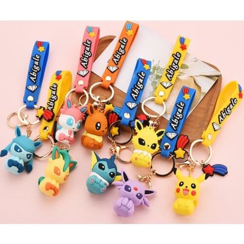 Authentic Pokémon Pikachu Squirtle Keychain Fdget Toys For Children Anime Pop it Antistress Kawaii Dragon Ball Gift