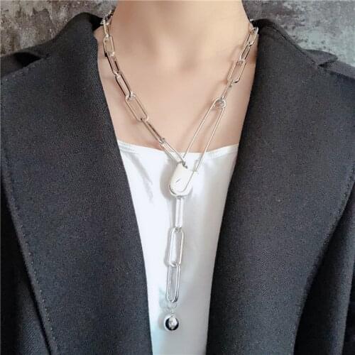 Gold Silver Color Safety Pin Necklaces Simple Linked Chain Necklaces for Women Chic Charm Chokers Necklaces 2020 Party Jewelry