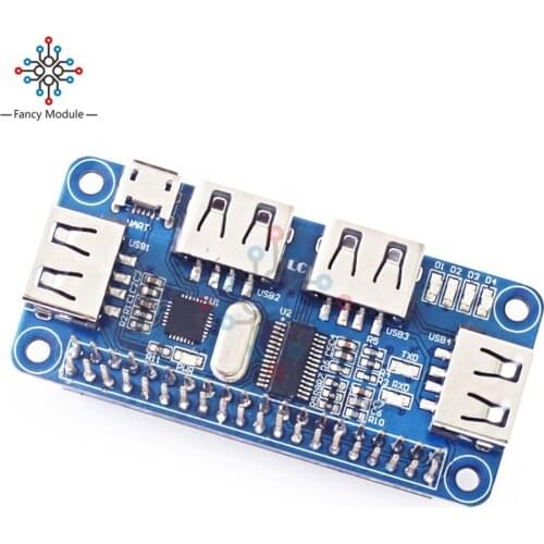 Raspberry Pi 4 Port USB HUB HAT RPi Hub Hat Extension Board USB to UART Serial Debugging for Raspberry Zero/Zero W/3B