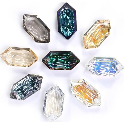 Pipatian 5pcs Long Rhombus Electroplated Pendant Jewelry Bracelet Handicrafts Rhinestone Diamond With Holes Earring Crystal