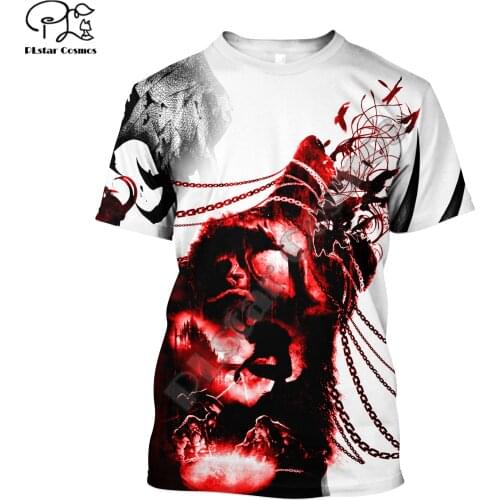 PLstar Cosmos NewFashion Animal Wolf Hunting Fenrir Tattoo Streetwear T-Shirt 3DPrint Summer Funny Tee Short Sleeve Men/Women D2