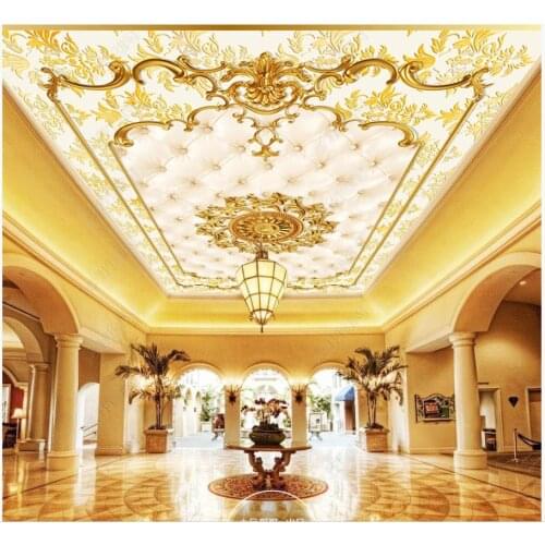 Custom wallpaper for walls 3 d ceiling murals wallpapers Luxury golden European pattern soft package ceiling zenith mural fresco