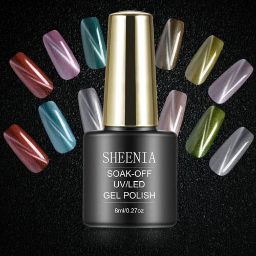 With Magnetic Sheenia Cat Eye Gel Nail Polish Long Lasting Shining Laser Cat Eye Soak Off UV LED Nail Art Gel Varnish Lacquer