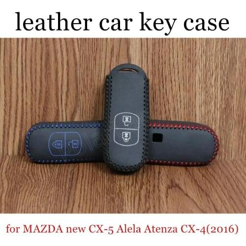 Only Red great quality Genuine leather car key case cover Hand sewing DIY fit for MAZDA new CX5 Alela Atenza CX4(2016)