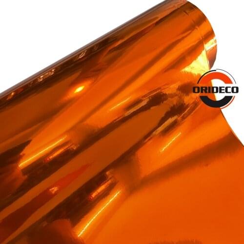 10/20/30/40/50*152CM High Stretchable Orange Chrome Air Bubble Free Mirror Vinyl Wrap Film Sticker Emblem Car Bike Motor Cover