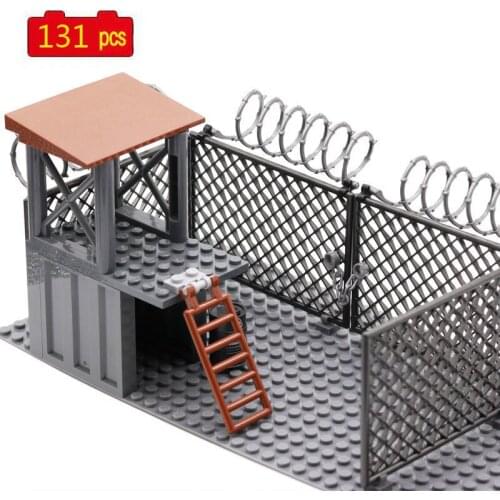 Military Series Shooting Game Tactical Competitive Barbed Wire House MOC Accessories Building Blocks Bricks Toys Gifts