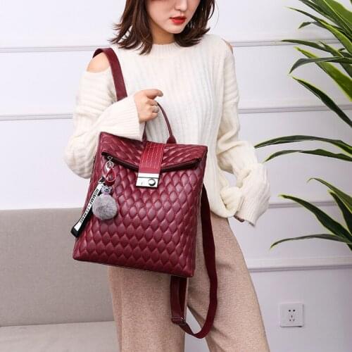 Female Travel Bags 2021 Backbags Women Backpacks High Quality Soft Pu Leather Winter Black Bag Brand