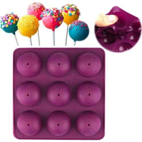 1PC 9 Holes Silicone Cake Candy Cookie Mold Cupcake Lollipop Sticks Tray Stick Chocolate Soap DIY Mould Baking Tool