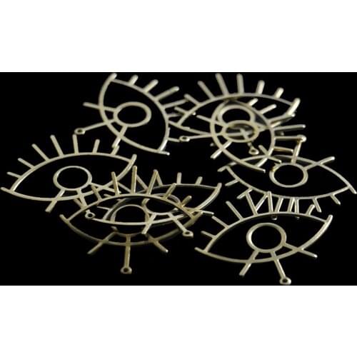 10 popular jewelry accessories 41.7*38.4mm retro original brass exaggerated hollow magic eye pendant DIY