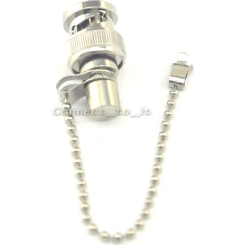 10 Pieces Nickelplated RF Coax Connector BNC Male Plug Terminator 75 Ohm with Chain Adapter Convertor