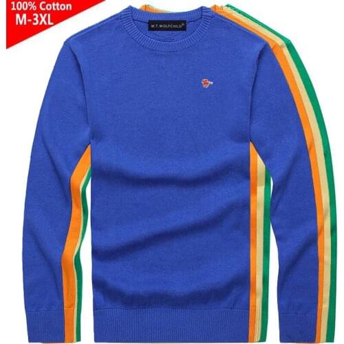 100% Cotton High Quality Autumn Mens Pullovers Knitted Sweaters Casual Long Sleeve Sweaters Fashion Knitted Male Clothes M-3XL