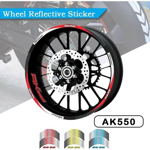 Motorcycle 12 Strips Sticker Decals Reflective Waterproof Wheel Decals For KMYCO AK550 AK 550 2017 2018 2019 2020