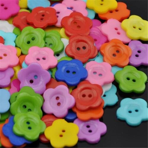 20 pcs 21mm Mini Flower 2Holes Plastic Buttons Kids Sewing Crafts Mix PT81