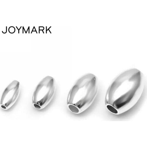 20pc/lot 4 Sizes Olive shape Authentic 925 Solid Sterling Silver Beads DIY Jewelry Findings SB-SM101