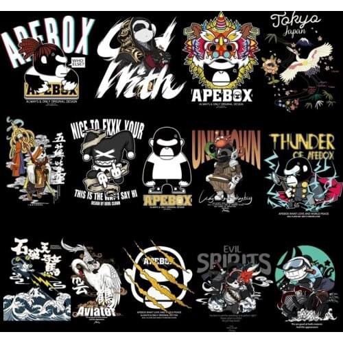 2021 popular Japanese wave anime panda cartoon animal Iron applique DIY cool heat transfer on clothes for children
