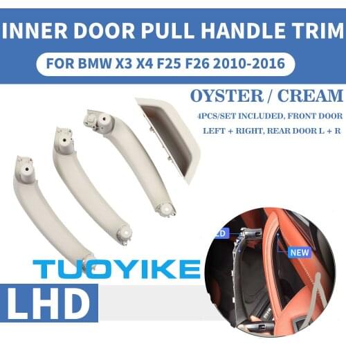 4PCS LHD RHD Car Front Rear Left / Right Interior Door Handle Inner Panel Pull Cover Oyster Carbon Fiber For BMW X3 X4 F25 F26