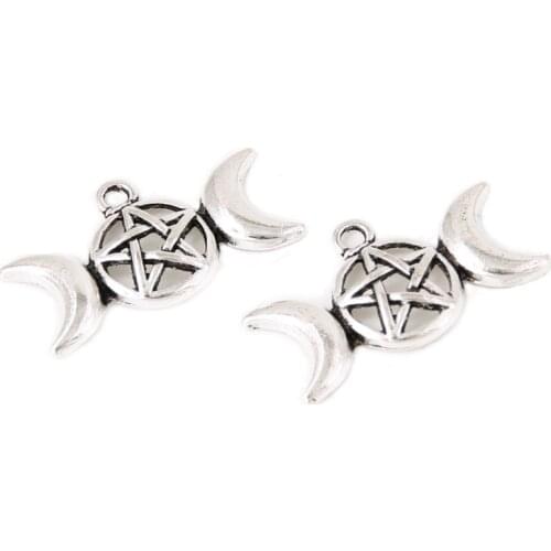 5PCS Retro Style Zinc Alloy Silver Color Moon Shape Charms Pendant For DIY Necklace Bracelet Jewelry Accessories