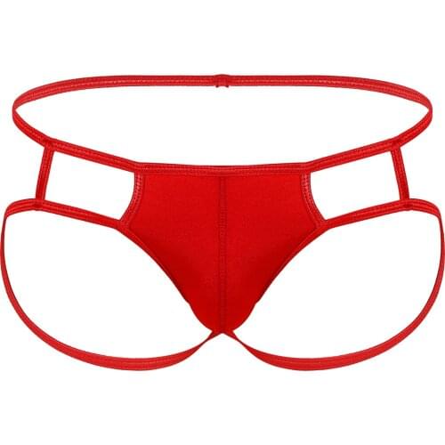 9 Colors Mens Erotic Lingerie Thong Jockstraps Underpants Bulge Pouch Panties Sissy Lingerie Open Butt Briefs G-string Underwear