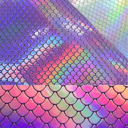 22*30CM Rainbow Color Glitter Mermaid Fabric Synthetic leather hair bow diy decoration crafts Apparel Sewing Clothes For Sewing