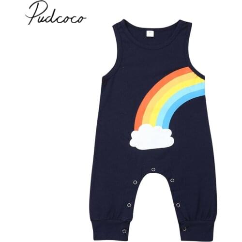 2019 Baby Summer Clothing Newborn Baby Boys Girls Rainbow Romper Cotton Jumpsuit Trousers Sleeveless Sunsuit Playsuits Clothes