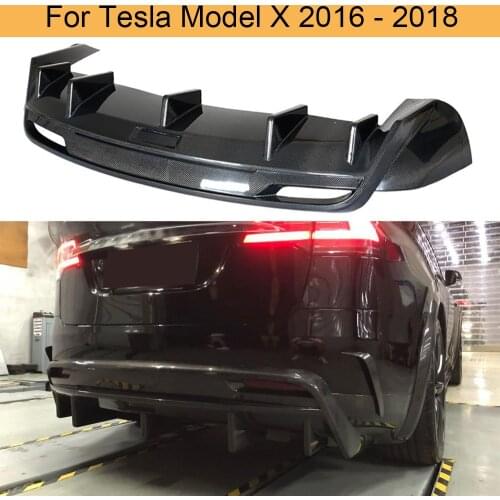 Car Rear Bumper Diffuser Lip Spoiler For Tesla Model X 2016 - 2018 Rear Diffuser Lip Spoiler Splitters Carbon Fiber