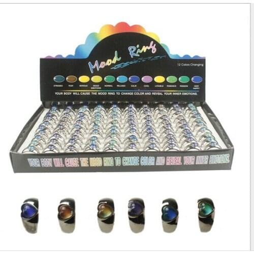 Heart mood ring change color ring mix size changes color to the temperature of your blood 12pcs/lot