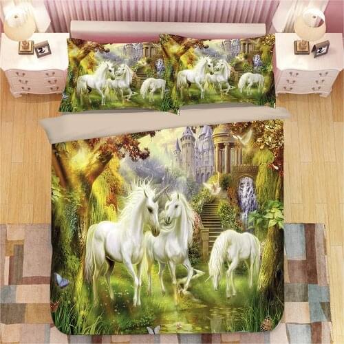 3D Animal Unicorn Tiger Lion Print Bedding Set Duvet Covers Pillowcases NEW Comforter Bedding Sets Bedclothes Bed Linen 05