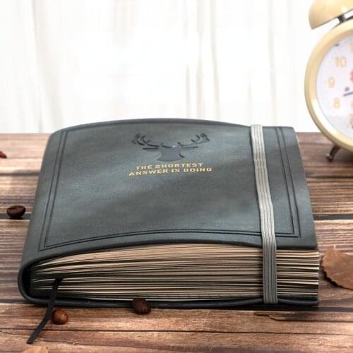 A5 Leather Face Notebook Super Thick for College Student Retro Style Notepad Strap Simple Diary Business Notebooks and Journals