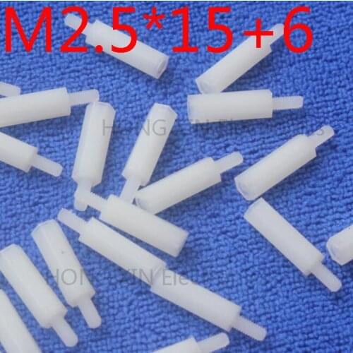 M2.5*15+6 1pcs White nylon Standoff Spacer Standard M2.5 Male-Female 15mm Standoff Kit Repair parts High Quality