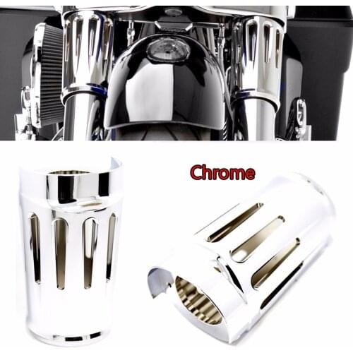 SHALLOW CUT CHROME FORK BOOT SET SLIDER COW BELLS 4 FIT FOR HARLEY TOURING Street Glide Road Glide 2014-2018
